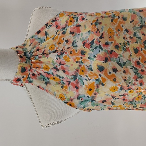 Willow And Root Halter Top Floral Print Size Medium Pink Orange Green Sleeveless - Picture 2 of 6